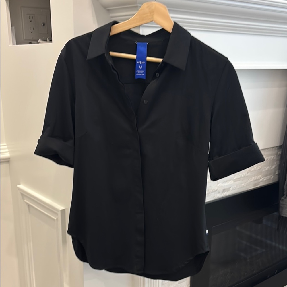 Kit and Ace Black Notched Collar Fitted Button Down